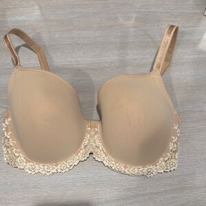 Elegant Beige Lace Trim Bra